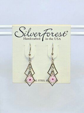 Silver Forest Silver-Tone Cascading Diamonds With Flower Dangle Earrings